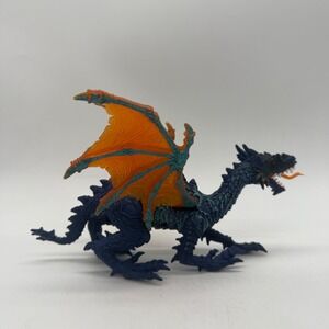 Chap Mei Dragon Action Figure Kids 8 Inch Blue Orange Wings Moving Mouth Fantasy